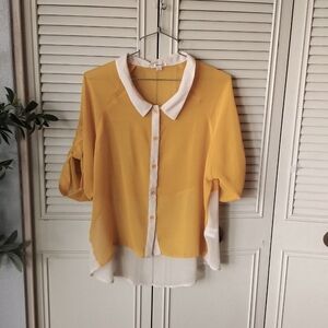 Unworn Timing sheer yellow/cream top